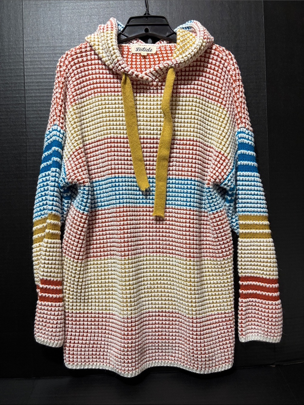 Listicle Striped Knit Hoodie Sweater - Multicolor